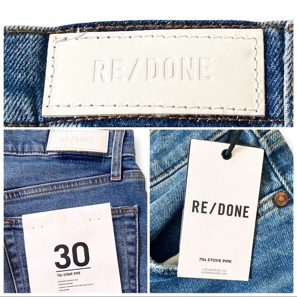 Re/Done High-Rise Distressed Stovepipe Jeans, ankle, size 30, NWT